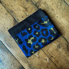 Load image into Gallery viewer, Leopard Print Scarf Blue &amp; Yellow
