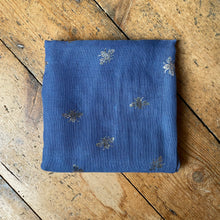 Load image into Gallery viewer, Bee Print Scarf - Navy &amp; Silver

