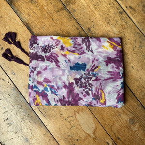 Floral Tassel Scarf - Purple