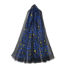 Load image into Gallery viewer, Leopard Print Scarf Blue &amp; Yellow

