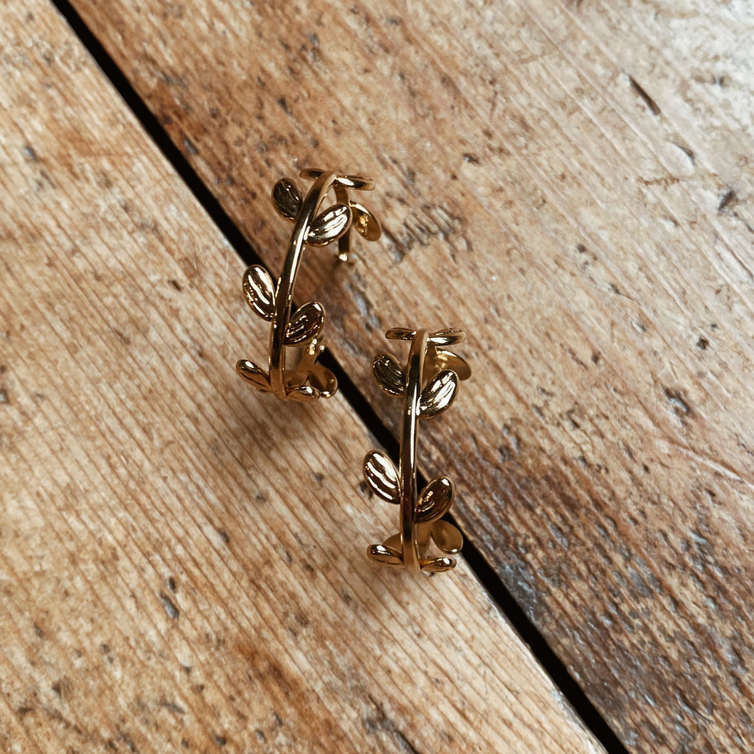 Botanical Hoop Earrings - Gold